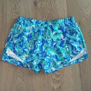New Lilly Pulitzer Luxletic ocean trail shorts medium blue mermaids
